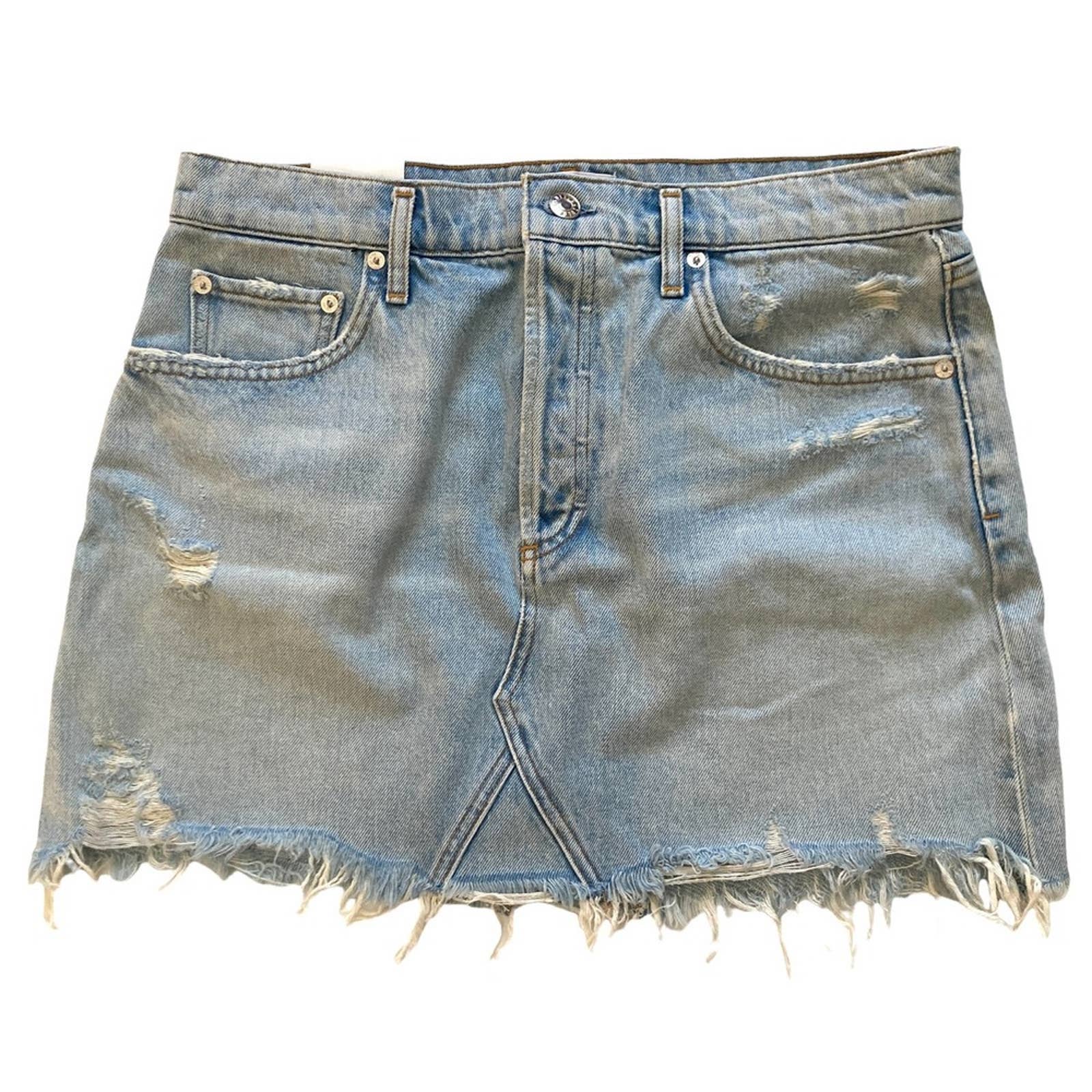 NEW AGOLDE Light Blue Denim Jean Quinn Button up Skirt 31