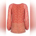 Tory Burch Coral and Red Floral Print Silk Blouse Size 6 Flowy Spring Summer Top