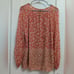 Tory Burch Coral and Red Floral Print Silk Blouse Size 6 Flowy Spring Summer Top