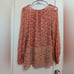 Tory Burch Coral and Red Floral Print Silk Blouse Size 6 Flowy Spring Summer Top