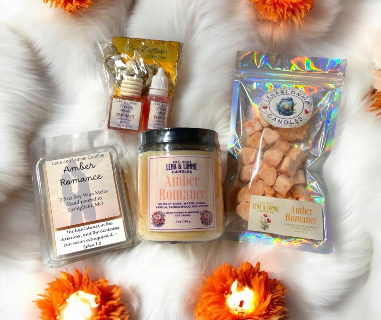 4 Piece Mother’s Day Gift Sets | 7oz Candle, 2oz Wax Melt, 6 - 10ml Car Diff