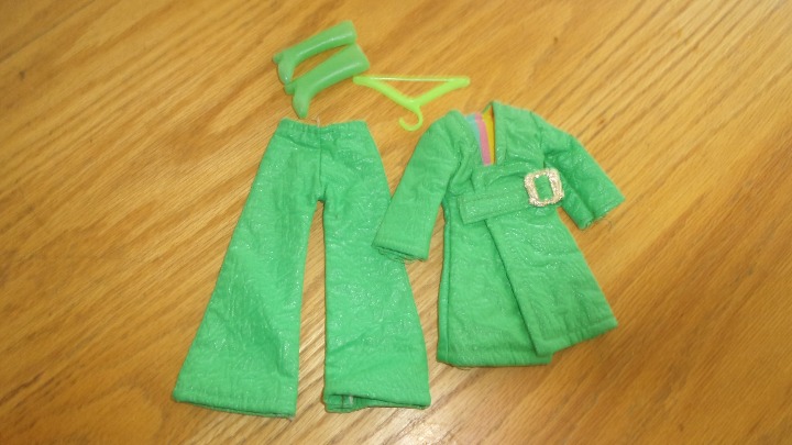 Barbie doll clothes Shillman green leather outfit pants jacket
