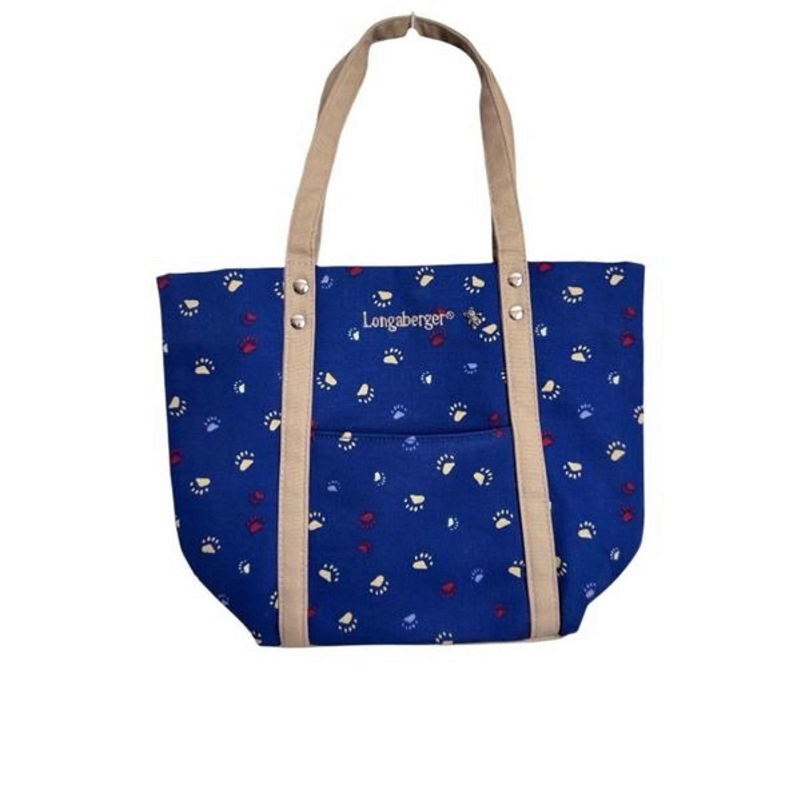 Longaberger Boyd’s Bear Womens Blue Paw Print Tote Bag Fabric Vintage Y2K