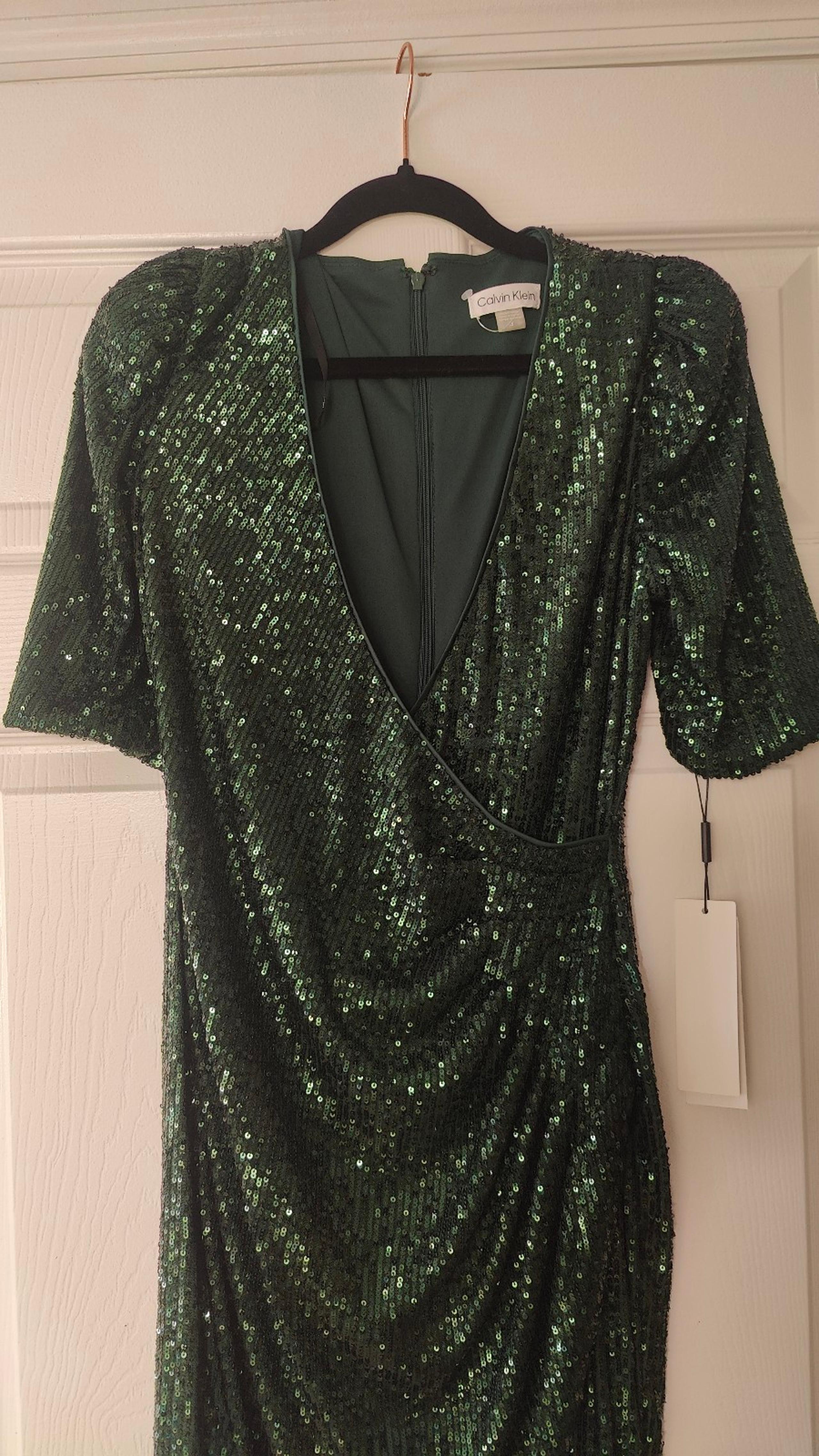 Sequin Green Dress Calvin Klein NWT Size 4 Holiday / Christmas Party