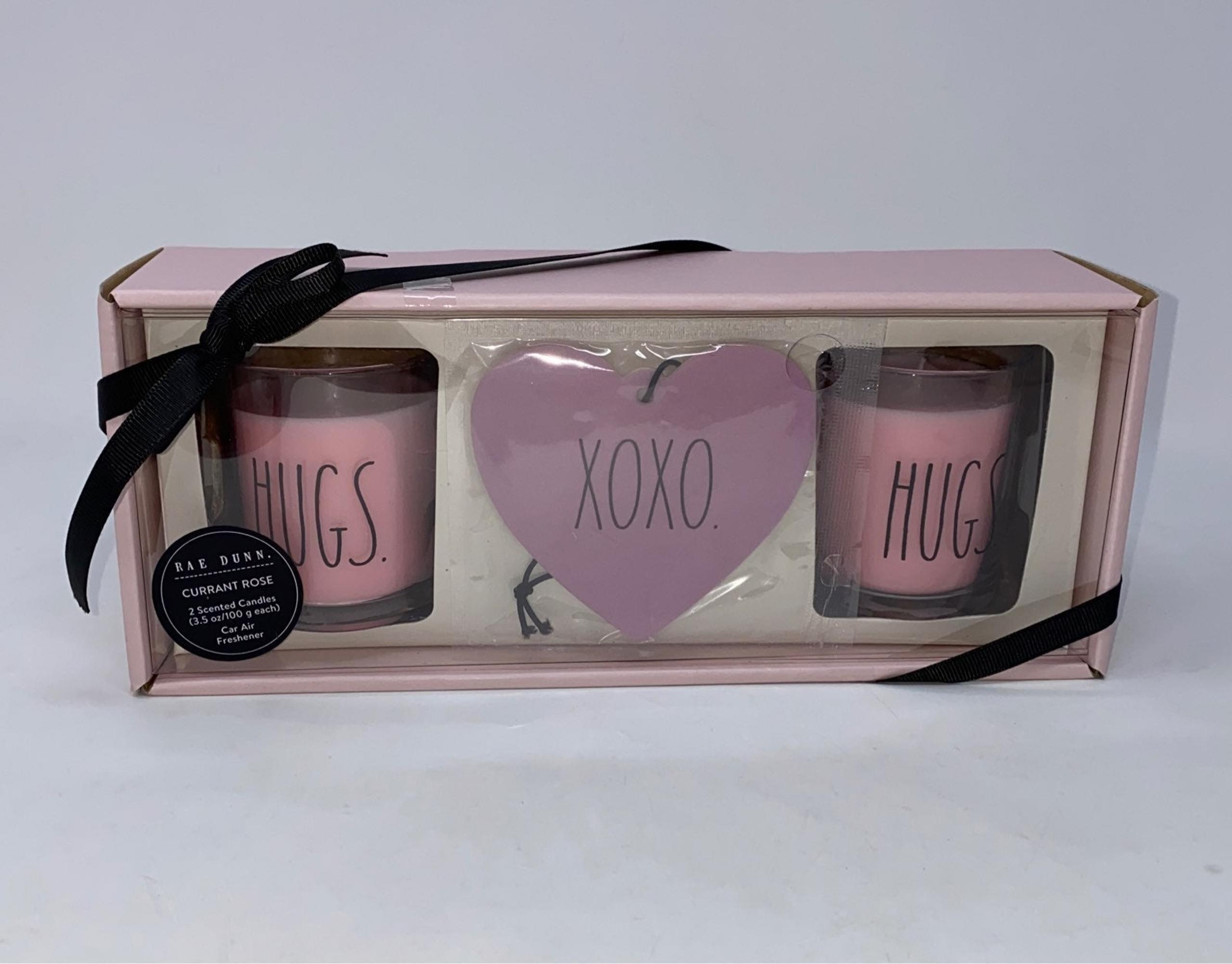 Rae Dunn. HUGS..Scented Candle & Car Air Freshener Gift Set
