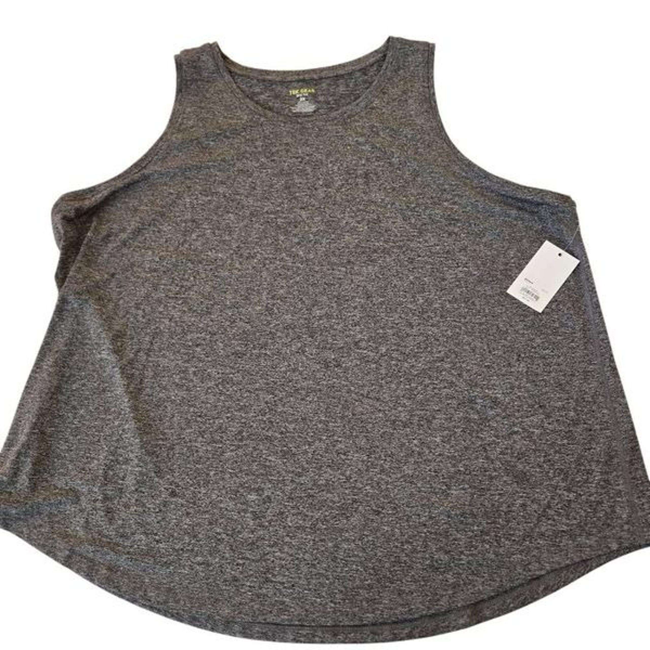 NWT Tek Gear Womens Dry Tek Moisture Wicking Heather Athletic Tank Top Gray 2X