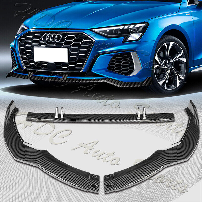 For 2022-2023 Audi S3 STP-Style Carbon Look Front Bumper Splitter Spoiler Lip