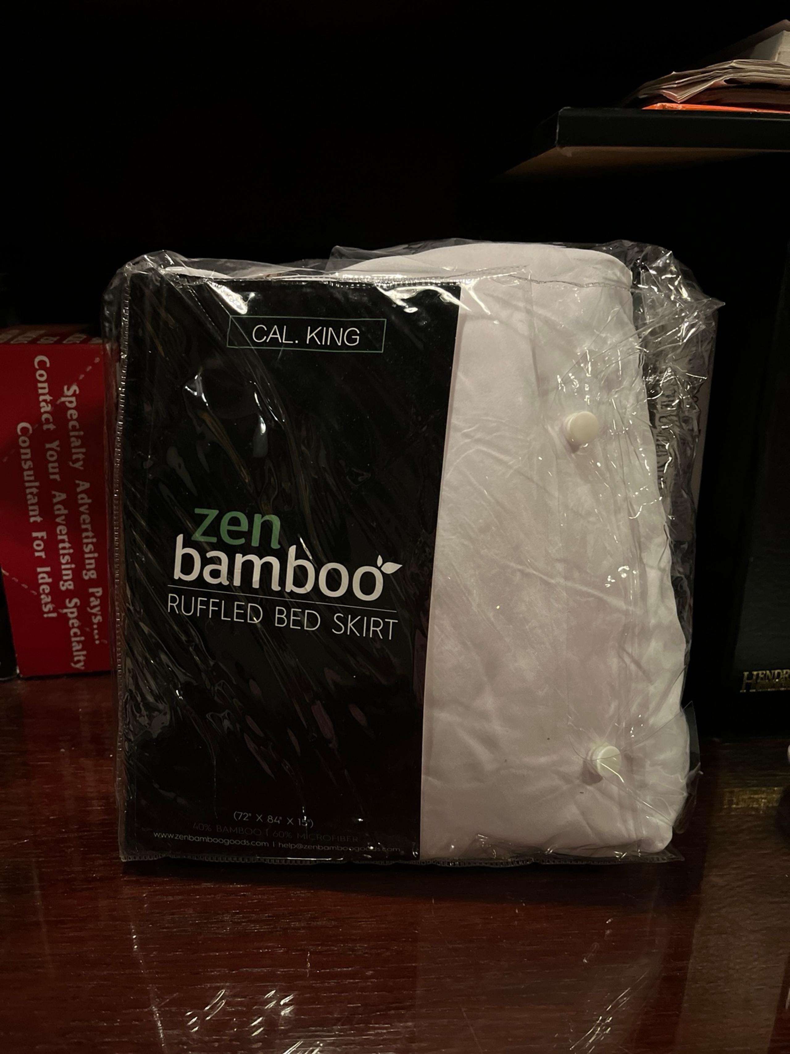 Zen Bamboo ruffled bed skirt. California King. NWT.
