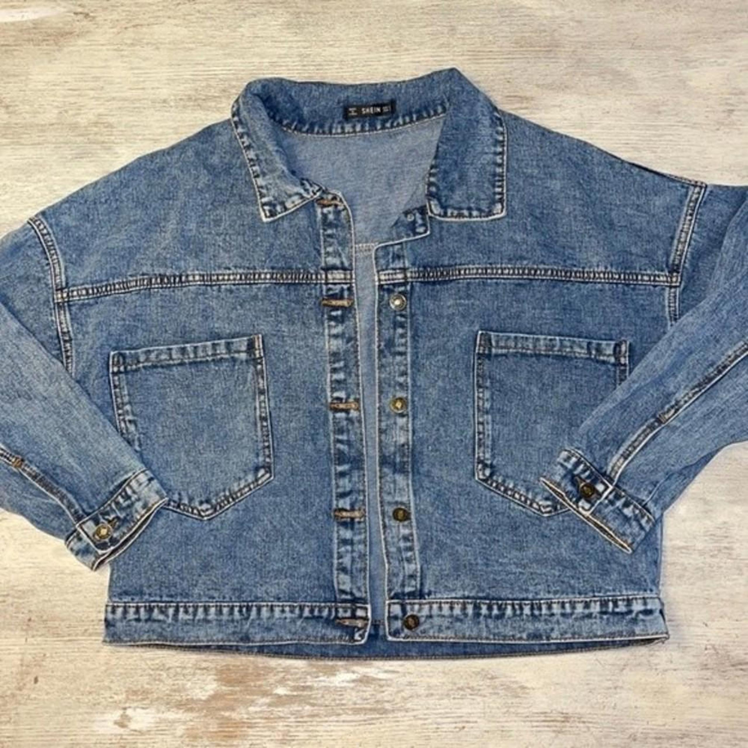 EUC Vintage Style Shein Oversized Drop Shoulder Womens Denim Jacket Size Small