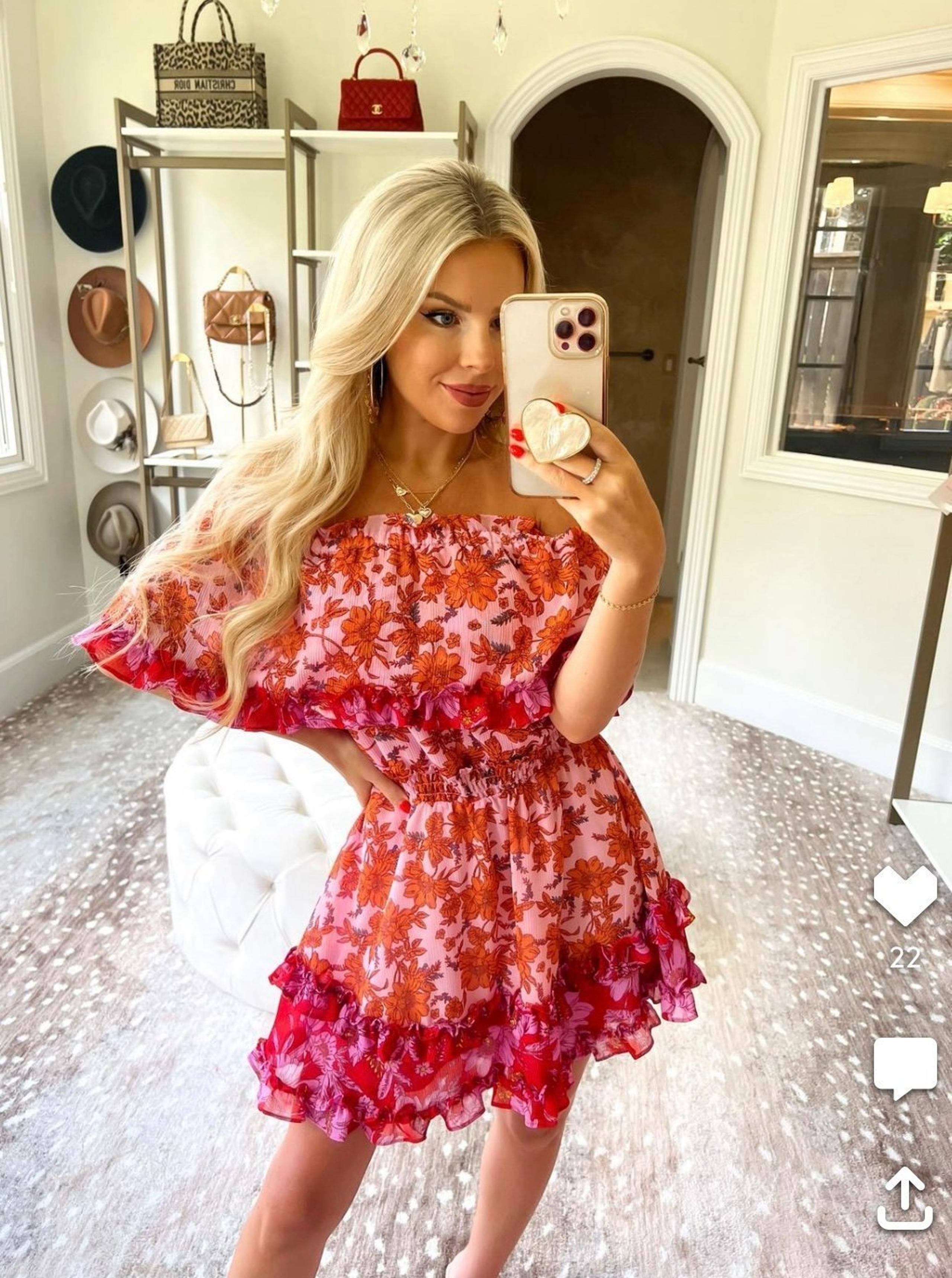 New Jessica Simpson The Amelia Floral Flowers Off The Shoulder Short Dress XS
