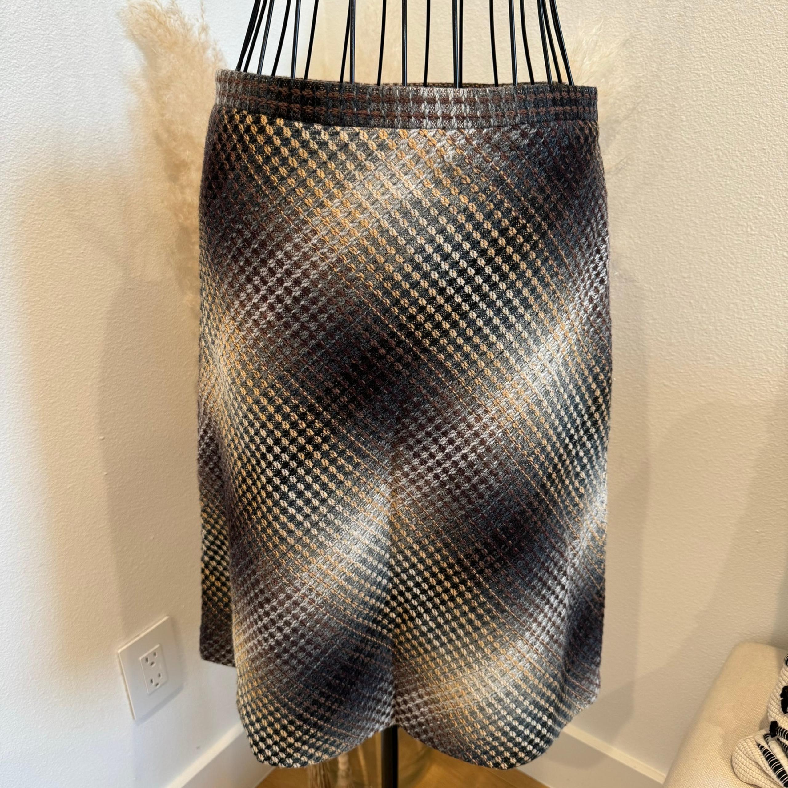 BCBGMAXAZRIA Wool Knit Plaid Sidney A-line Skirt Size 2