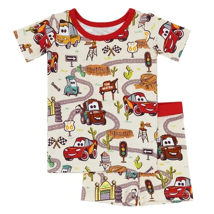NWT! Little Sleepies Radiator Springs 2 PC Short Sleeve & Shorts Pajama Set 2T