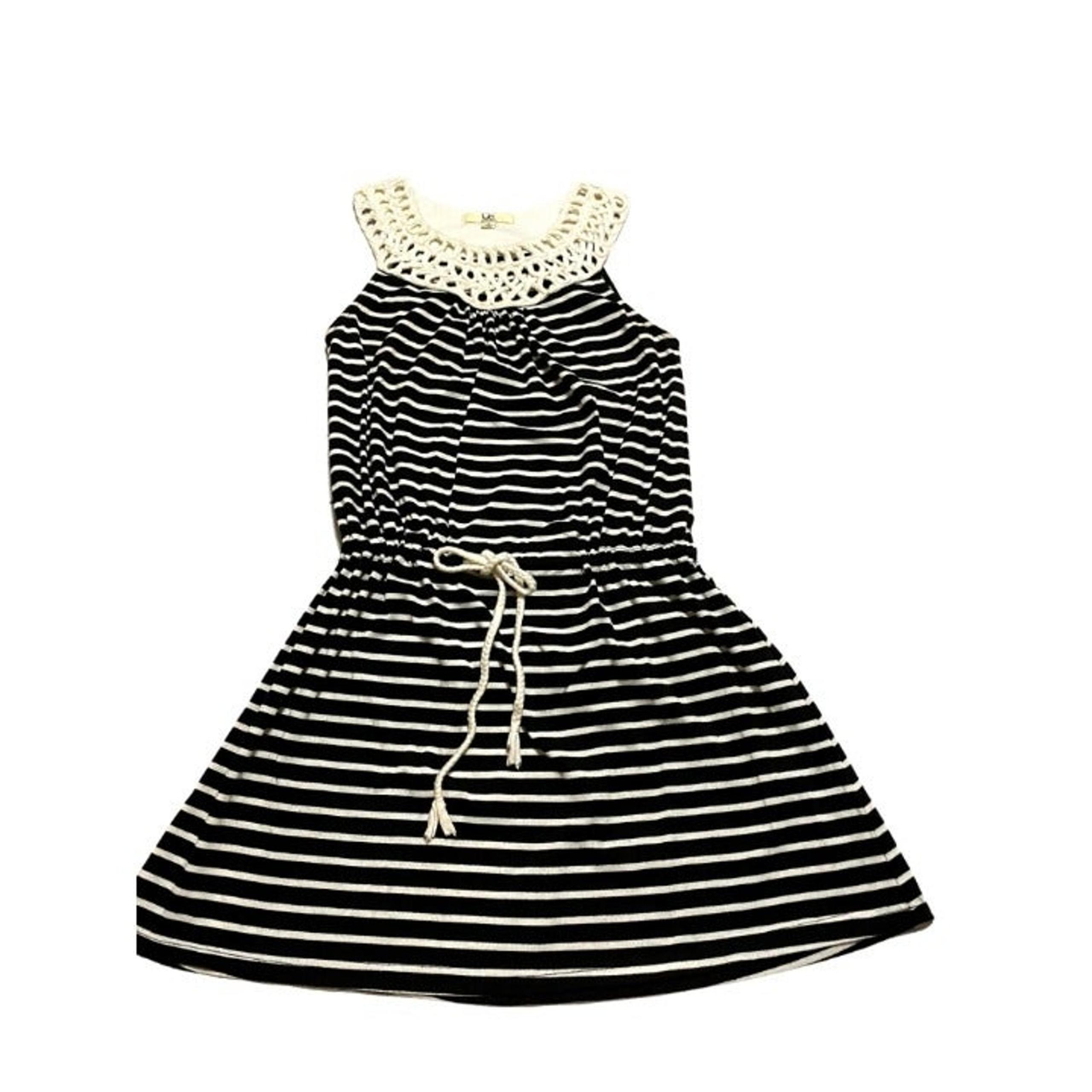 YA Los Angeles Black and White Stripe with Embroidered Lace Collar Size Small