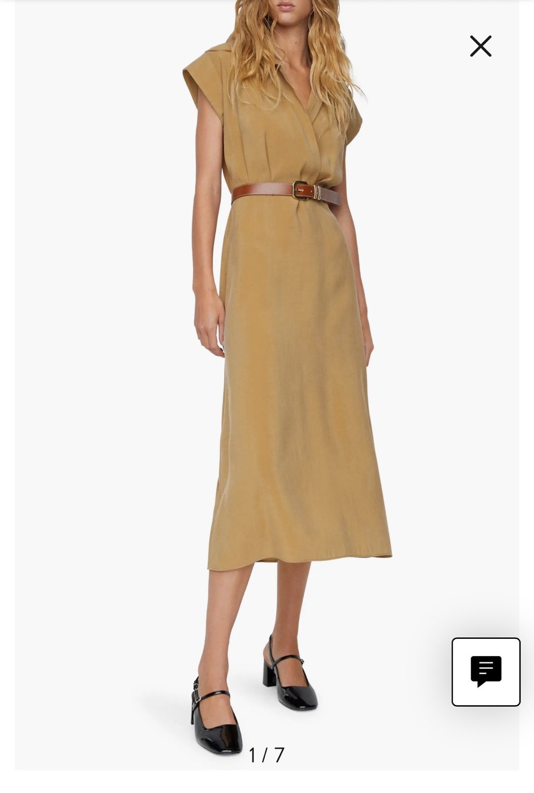 Mango Surplice V-Neck Midi Shirtdress Size 6