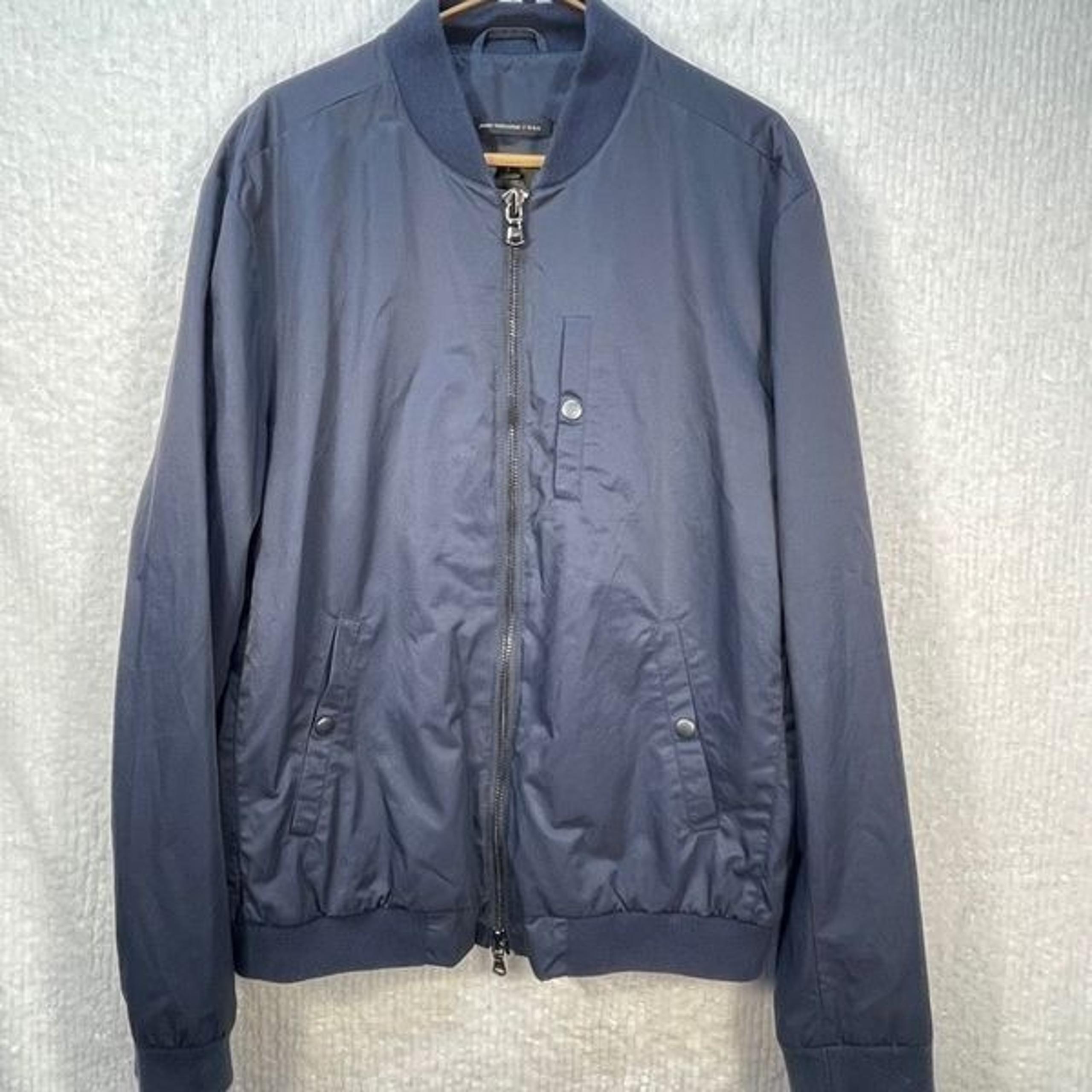 John Varvatos Navy Blue USA Flight Pockets Full Zip Bomber Jacket Size Large