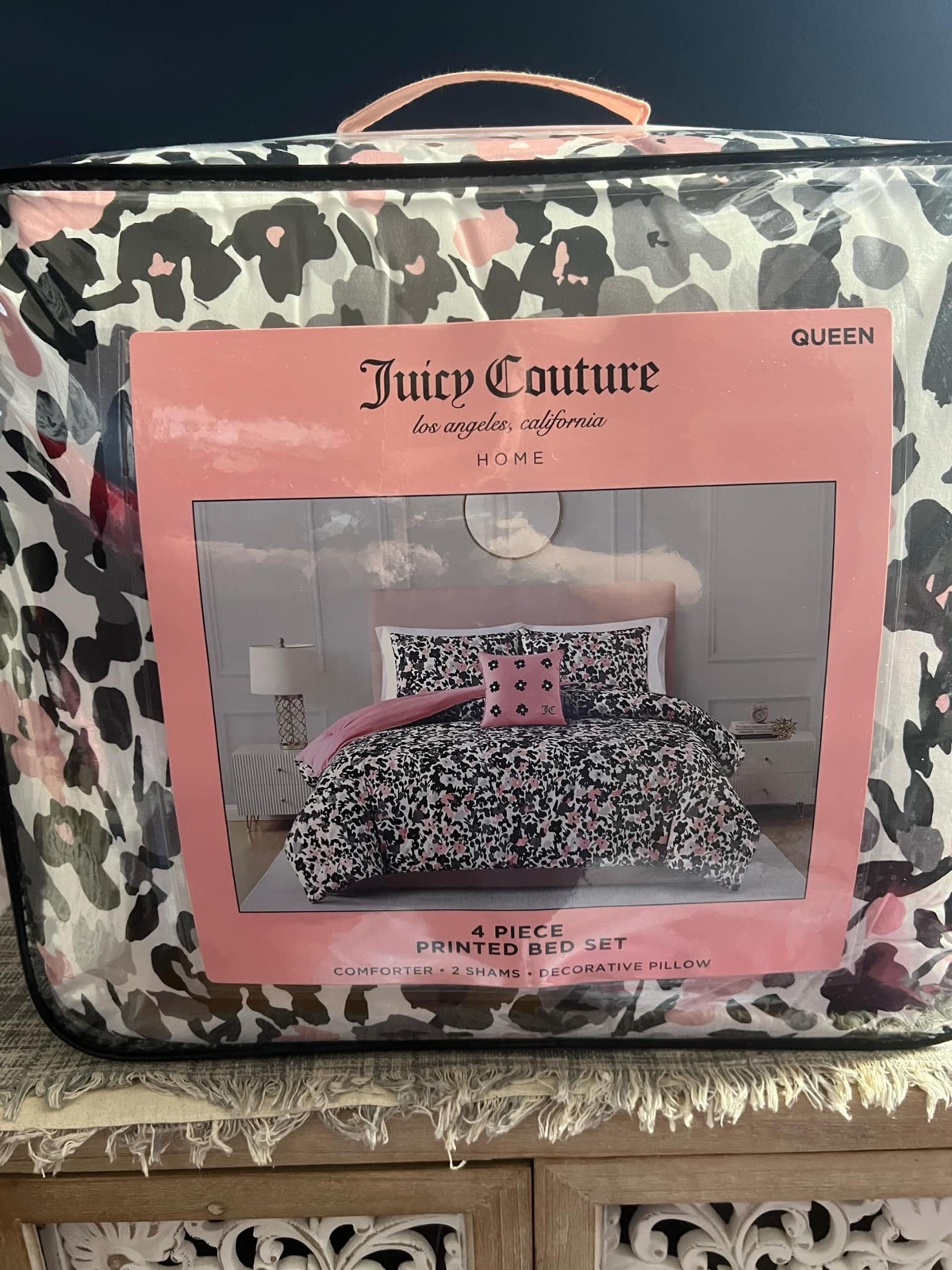 Juicy Couture Black And Pink 8pc Queen Comforter Set Soft & Cozy