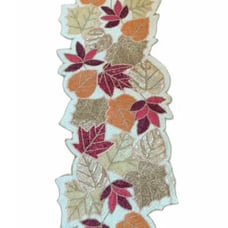 Nicole Miller Fall Beaded Table Runner Autumn Leaves Thanksgiving