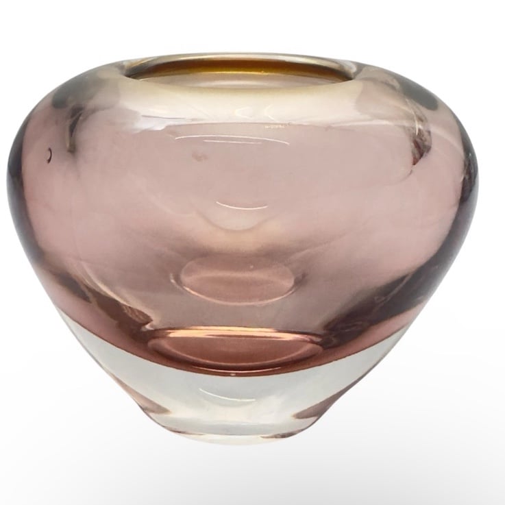 Waterford Evolution Heavy Crystal Vase Votive Bowl Art Glass Clear Amber Signed