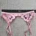 Honey Birdette SET PINK HEARTS 32C Bra S Thong S Garter