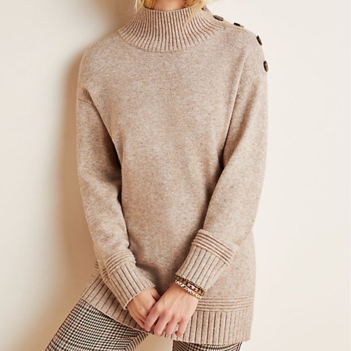 Details about / Anthropologie Ribbed Sweater Tunic Size L