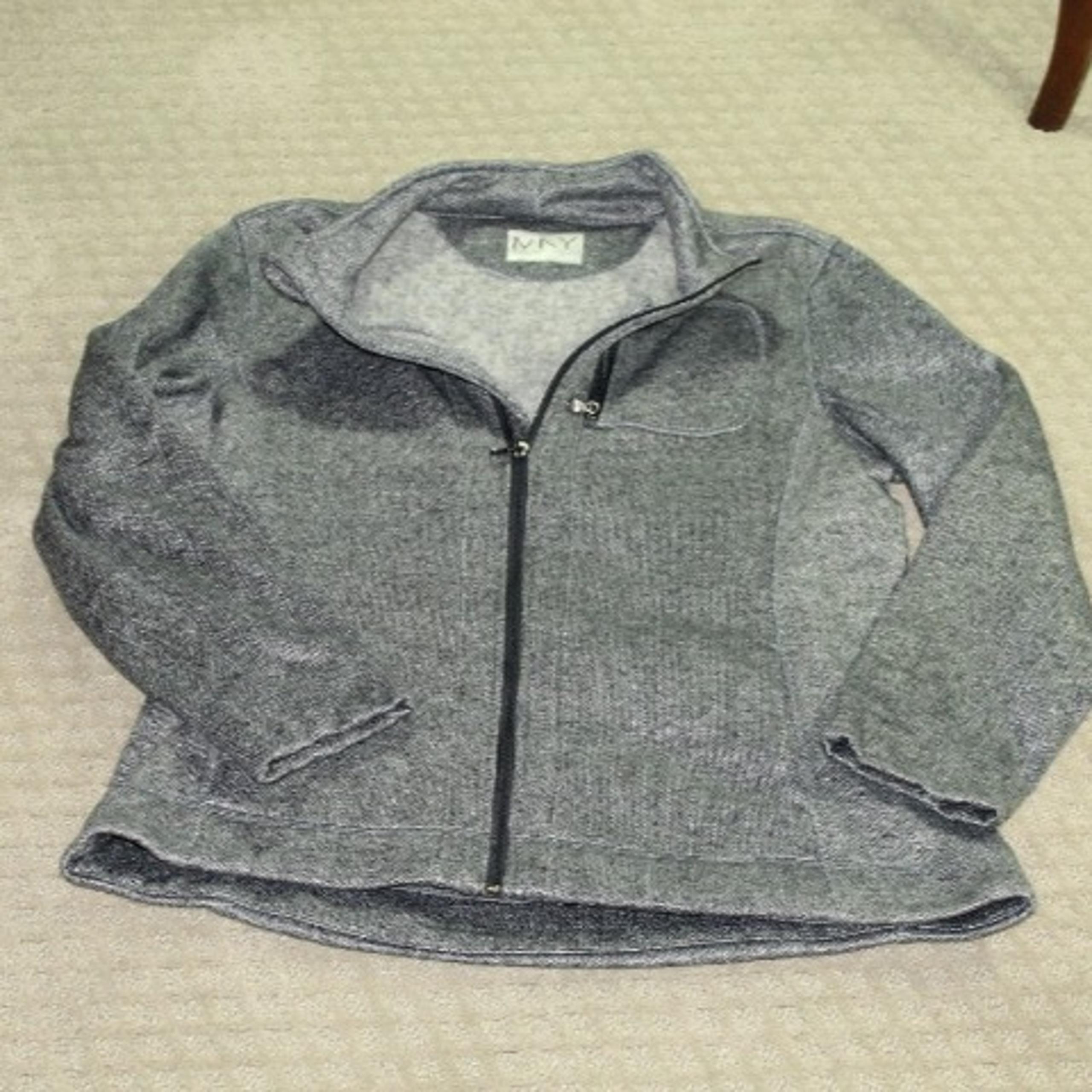 NWOT Marc New York Men's XL Full Zip Herringbone Gray Pattern Fleece Jacket