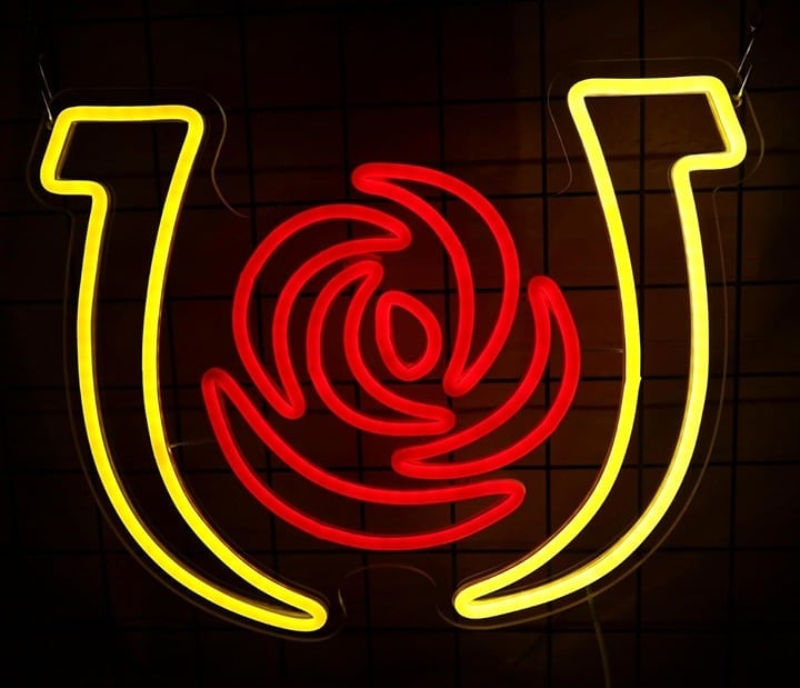 Vivid Bright Red / Yellow Kentucky Derby Logo LED Light Room Wall Horse Sport
