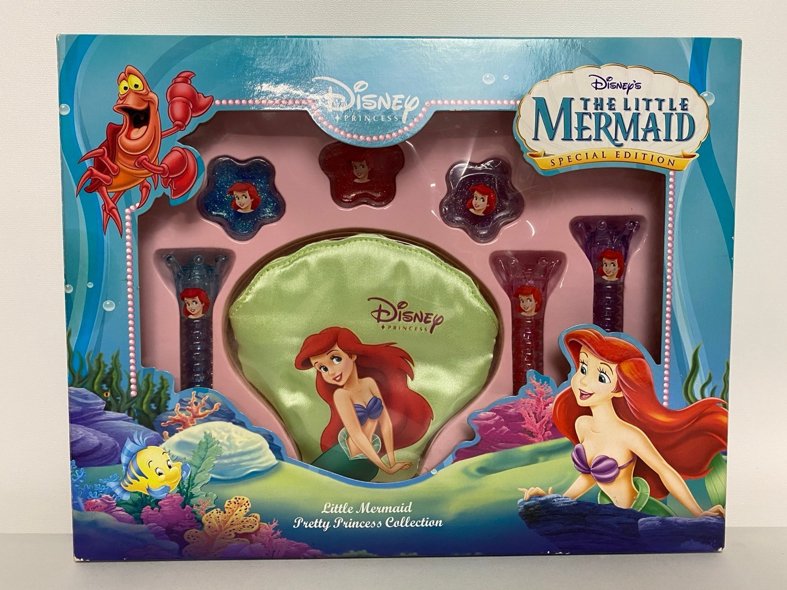 Rare Disney Little Mermaid PRETTY PRINCESS COLLECTION Lip Gloss Wands Pots Purse