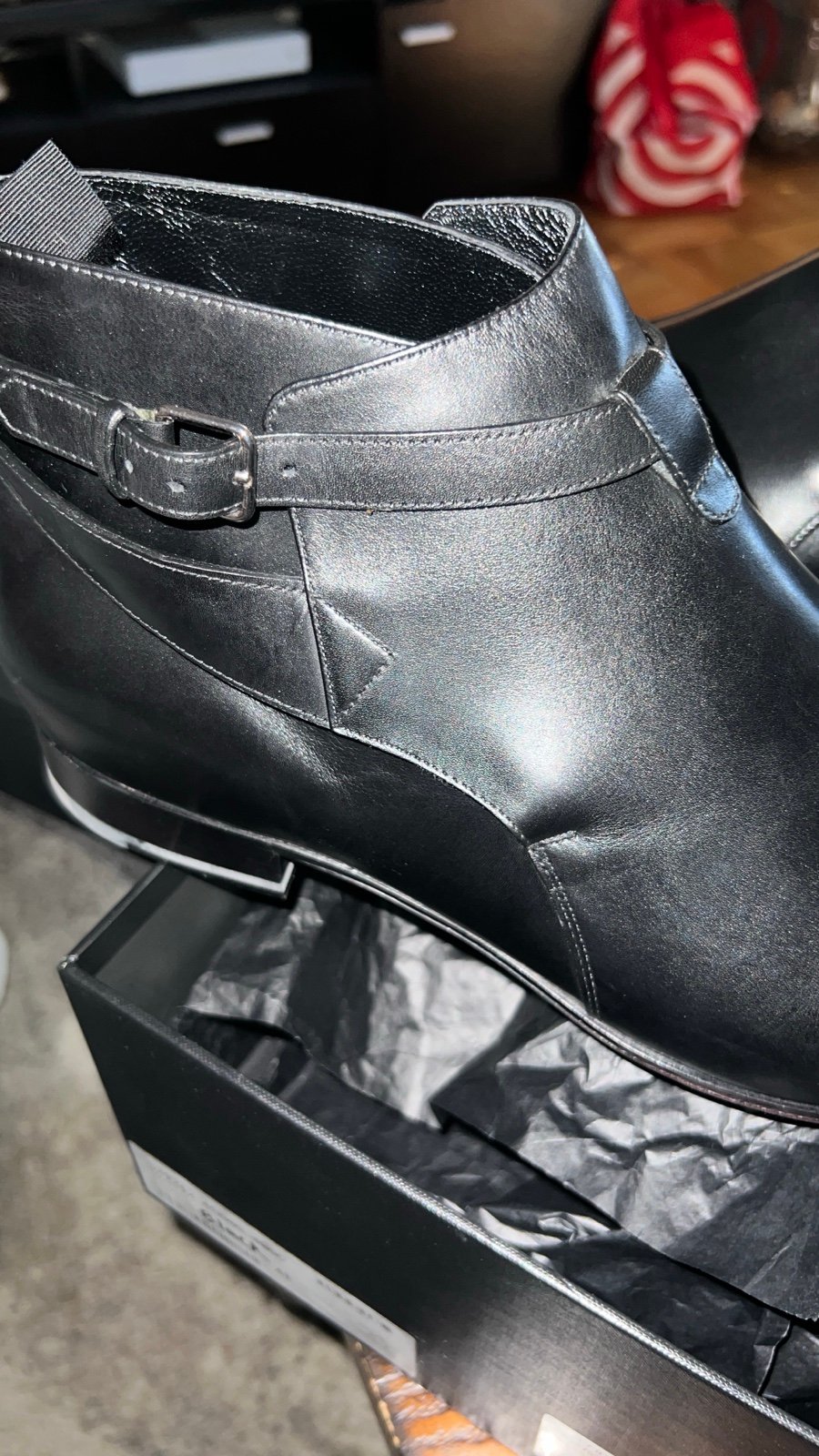 Auth SAINT LAURENT Paris JODHPUR London 20 Crop Ankle Boots EU-48 US-14