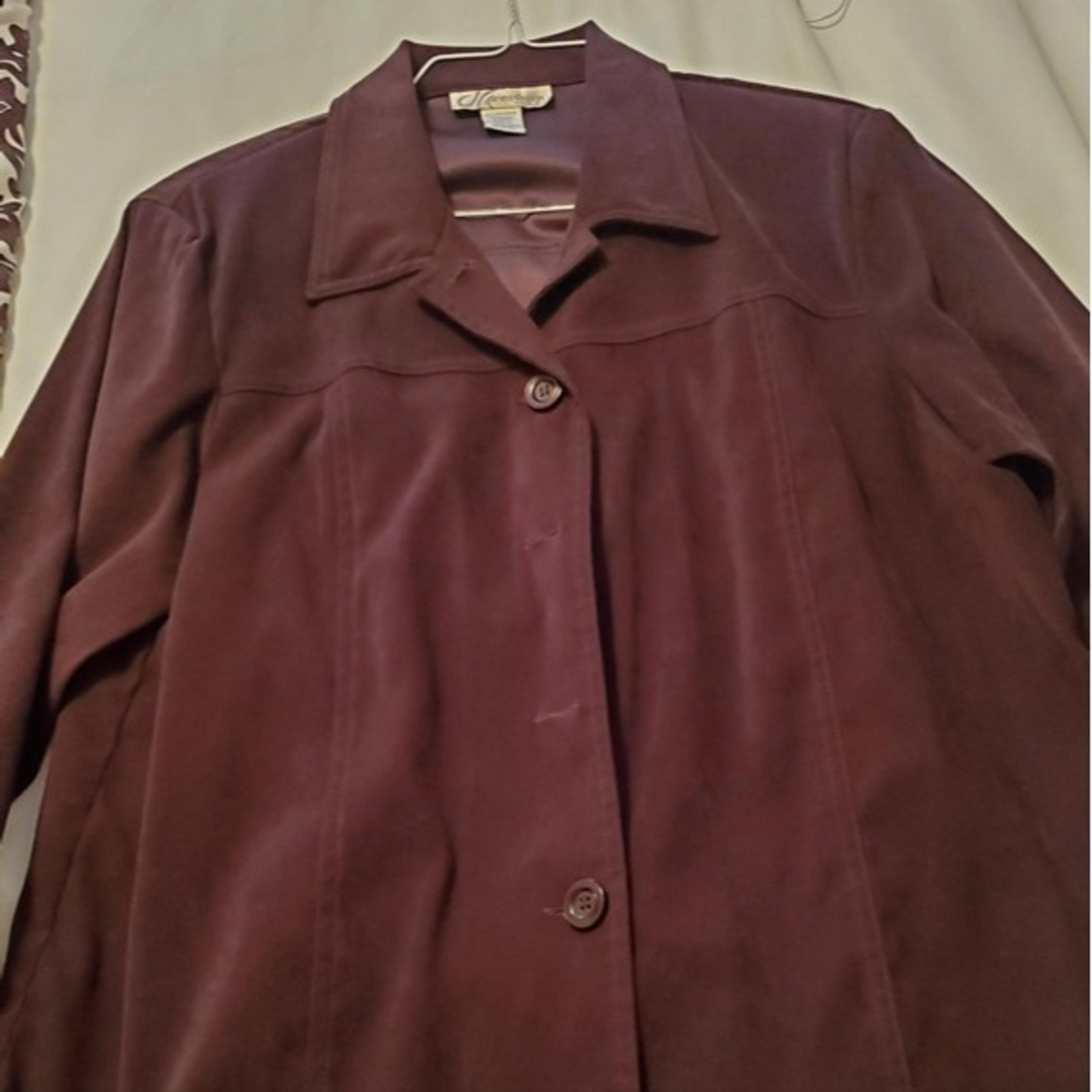 Dressbarn Dark Brown Button Down Shirt Lightweight Suede