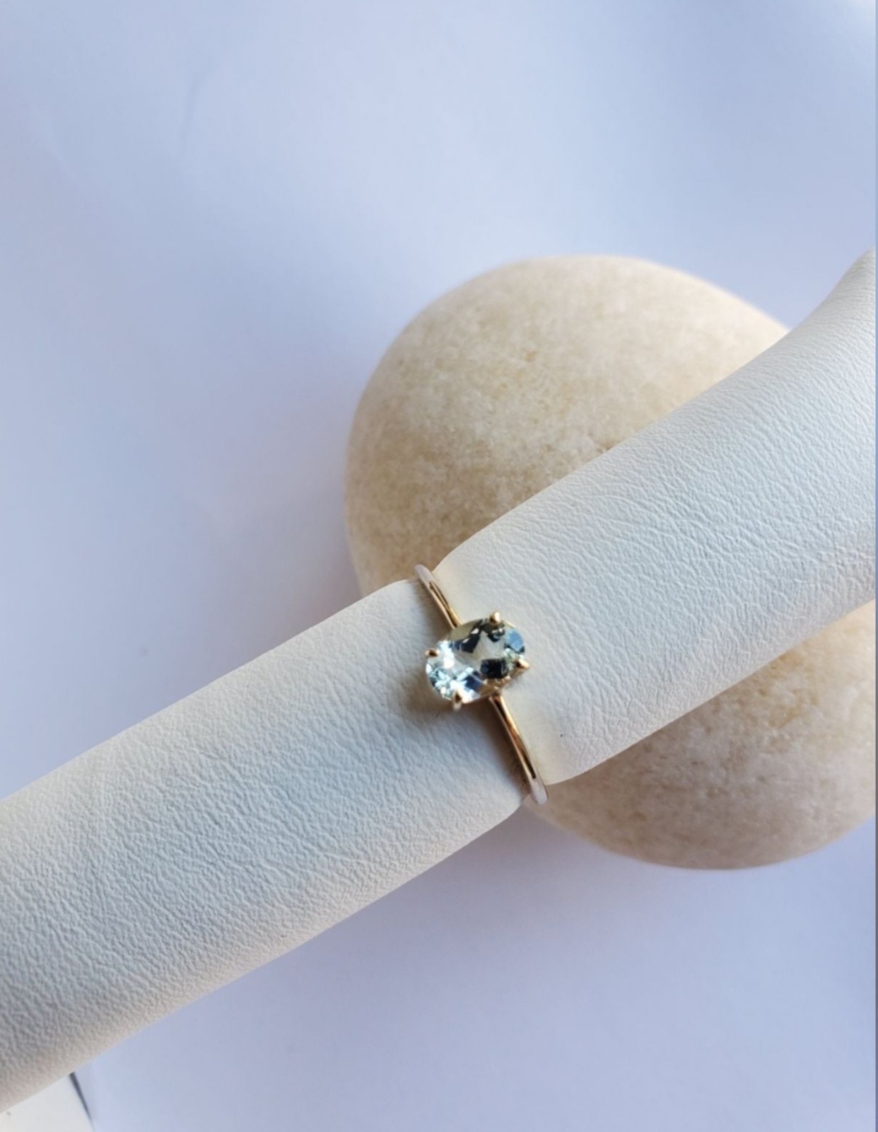 14k Gold Solitaire Ring With Aquamarine