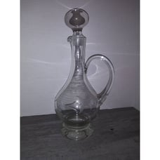 Etched Grapes Glass Vintage Pitcher with Stopper