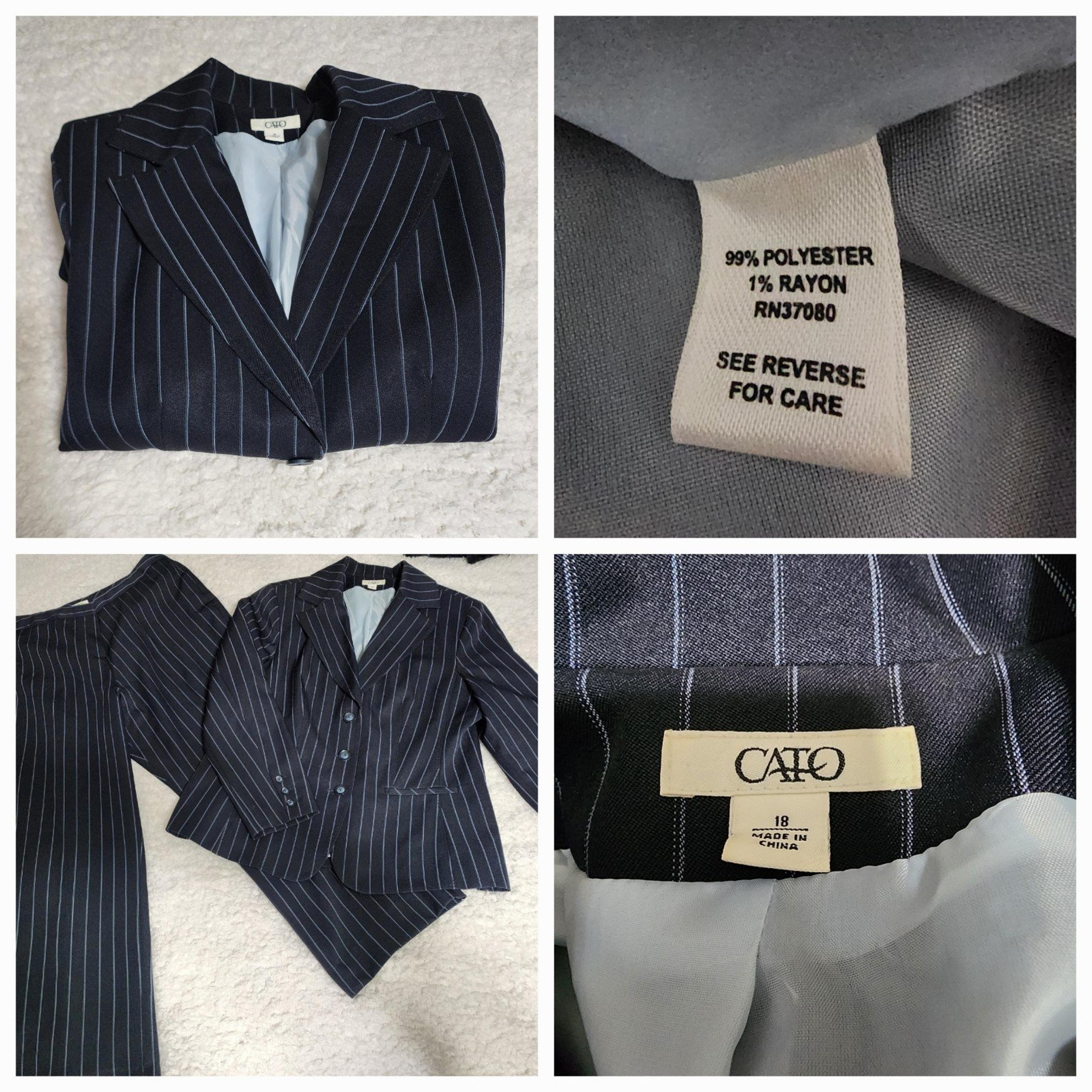 Cato Size 18 Navy Blue with White Pin Stripping Suit