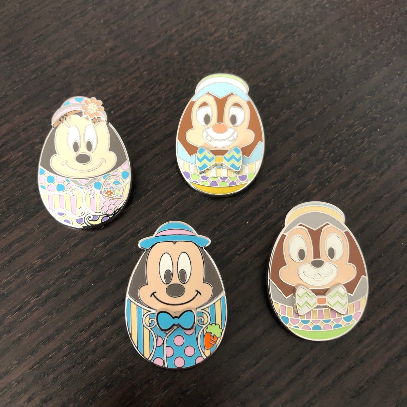 HKDL Disney Mickey Minnie Chip Dale Easter eggs set of 4 pins