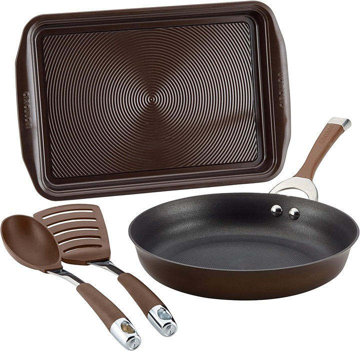 Nonstick Cookware Set / Pots and Pans Set - 4 Piece, Brown