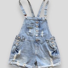 Fubu Overalls XL Blue Shorts 90's Distressed Light Washed Jeans Shortalls Bibs