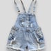 Fubu Overalls XL Blue Shorts 90's Distressed Light Washed Jeans Shortalls Bibs