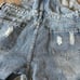 Fubu Overalls XL Blue Shorts 90's Distressed Light Washed Jeans Shortalls Bibs