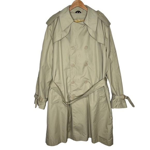 Spiegel khaki double breasted belted trench coat removable liner Sz 48