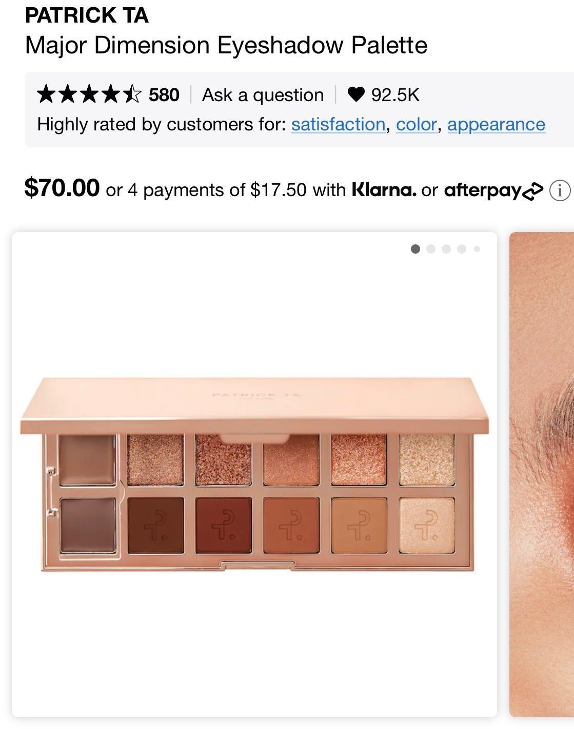 Patrick Ta Major Dimension Eyeshadow Palette At BNIB MSRP 70