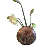 Hoot Hoot Hollow Creek Pottery Ceramic Owl Flower Frog - Makeup Brush Holder