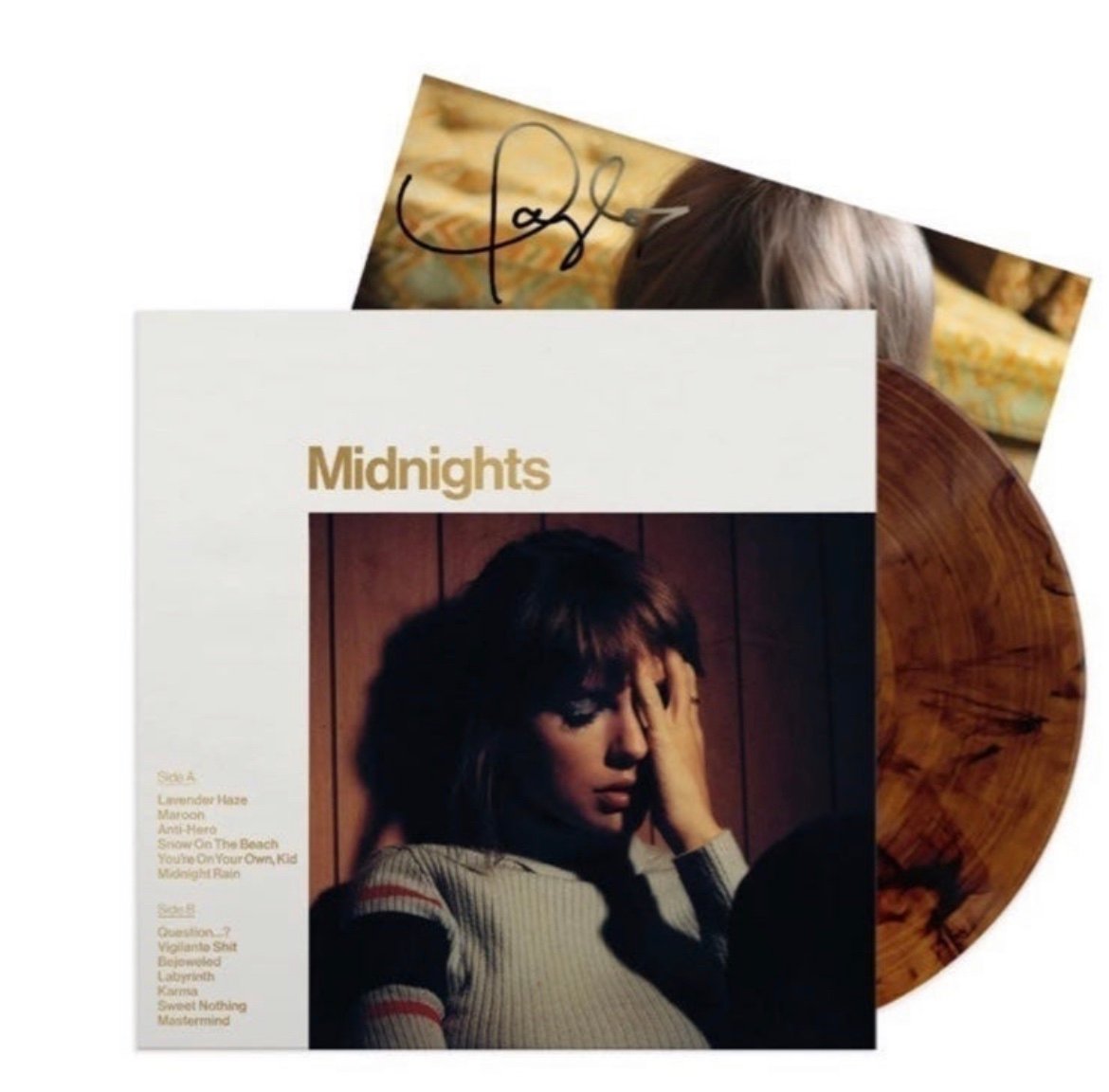 NEW Taylor Swift Midnights Mahogany Edition Vinyl with Hand Signed Photo