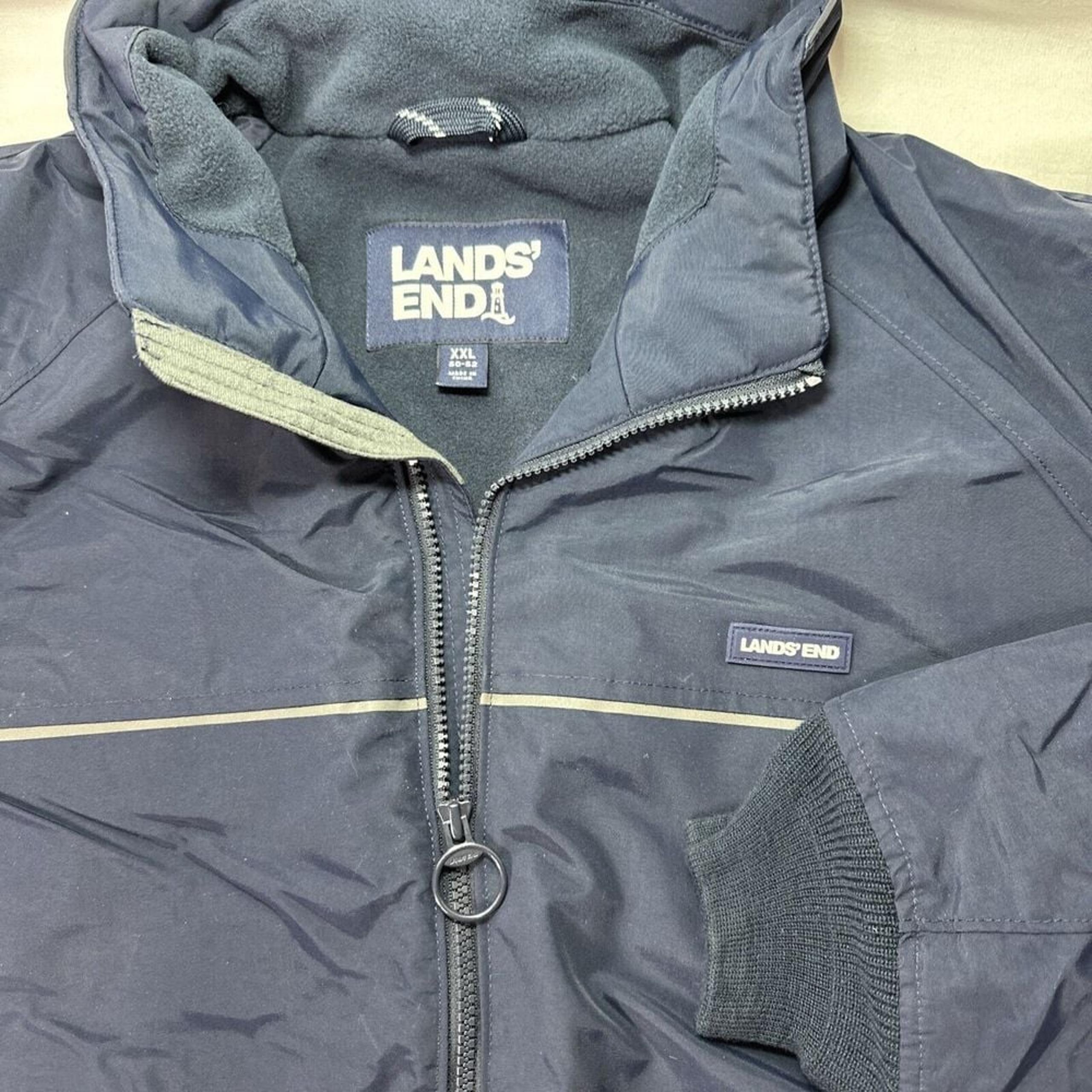 Land's End Classic Squall Jacket Men's XXL 50-52 Fleece Lined Zip Navy