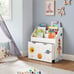Toy Organizer, Chest & Bookcase with 3 Shelves, Storage Box with Wheels