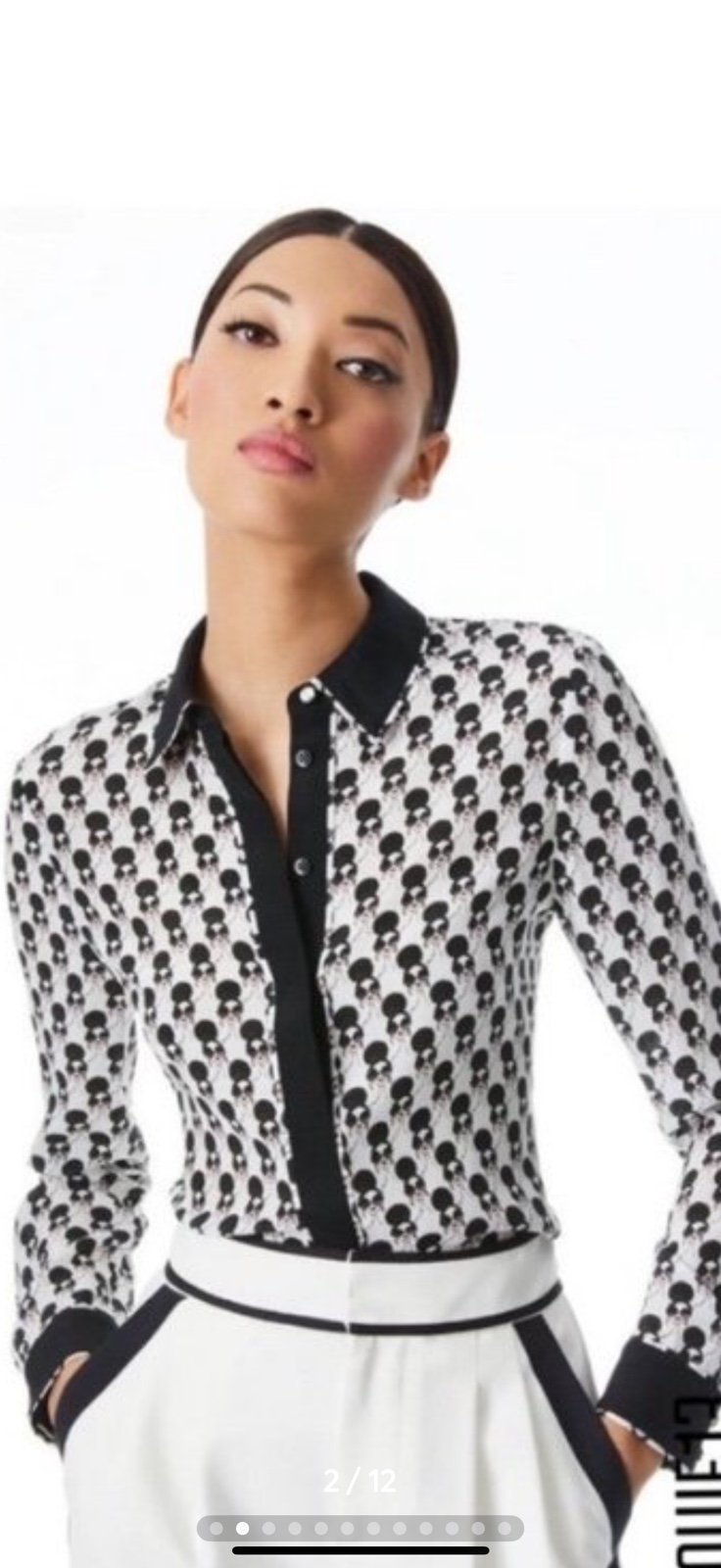 Alice + Olivia Willa Sassy Stace Face Silk Blouse Size XS
