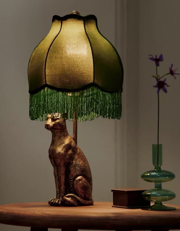 New Anthropologie The Icon Bronze Leopard Table Lamp Light
