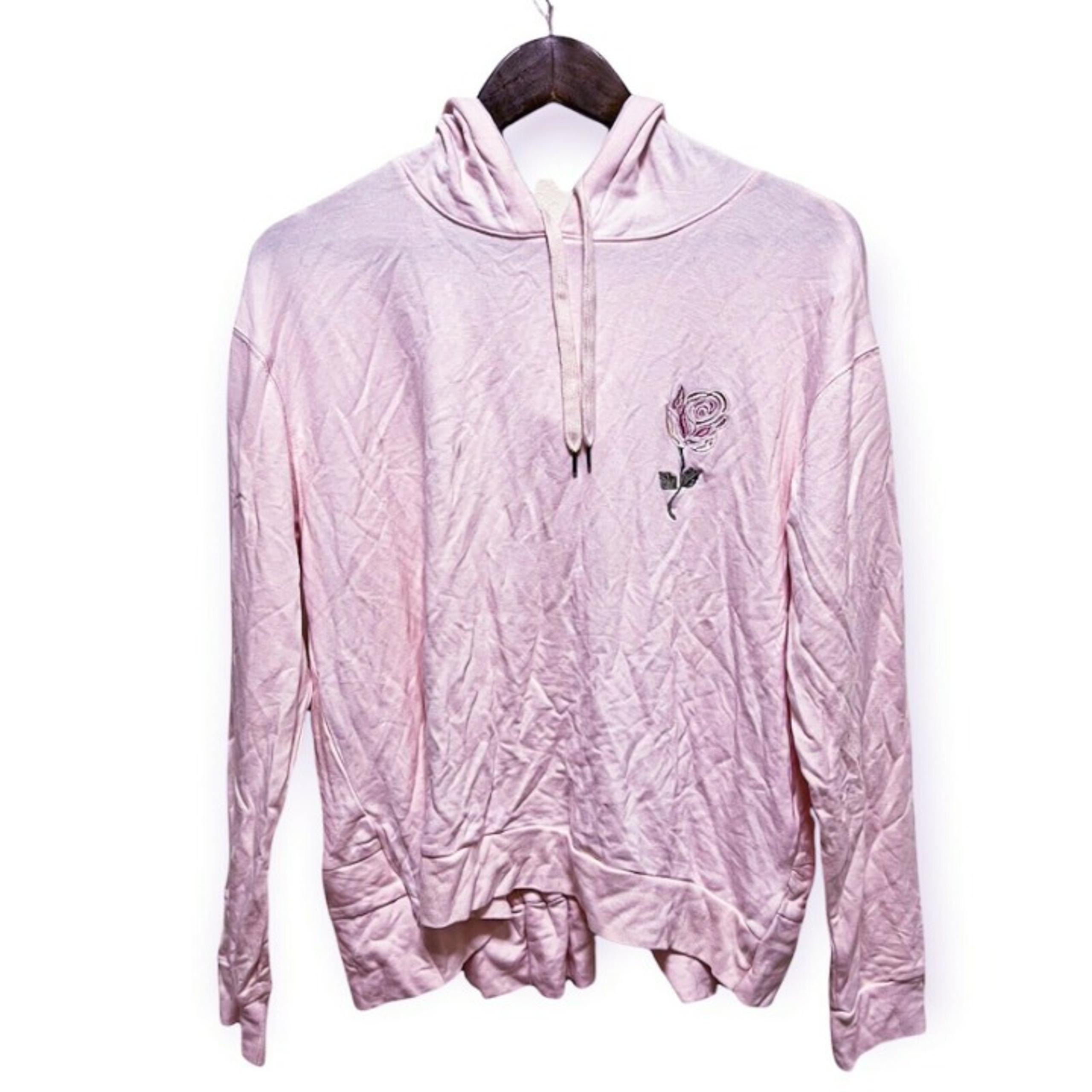 Splendid Women's M Long Sleeve Embroidered Ruched Back Hoodie Ballerina Rose