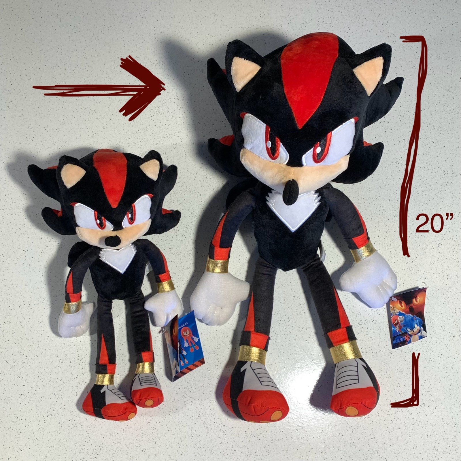 20” Shadow Sonic The Hedgehog Movie 3 plush