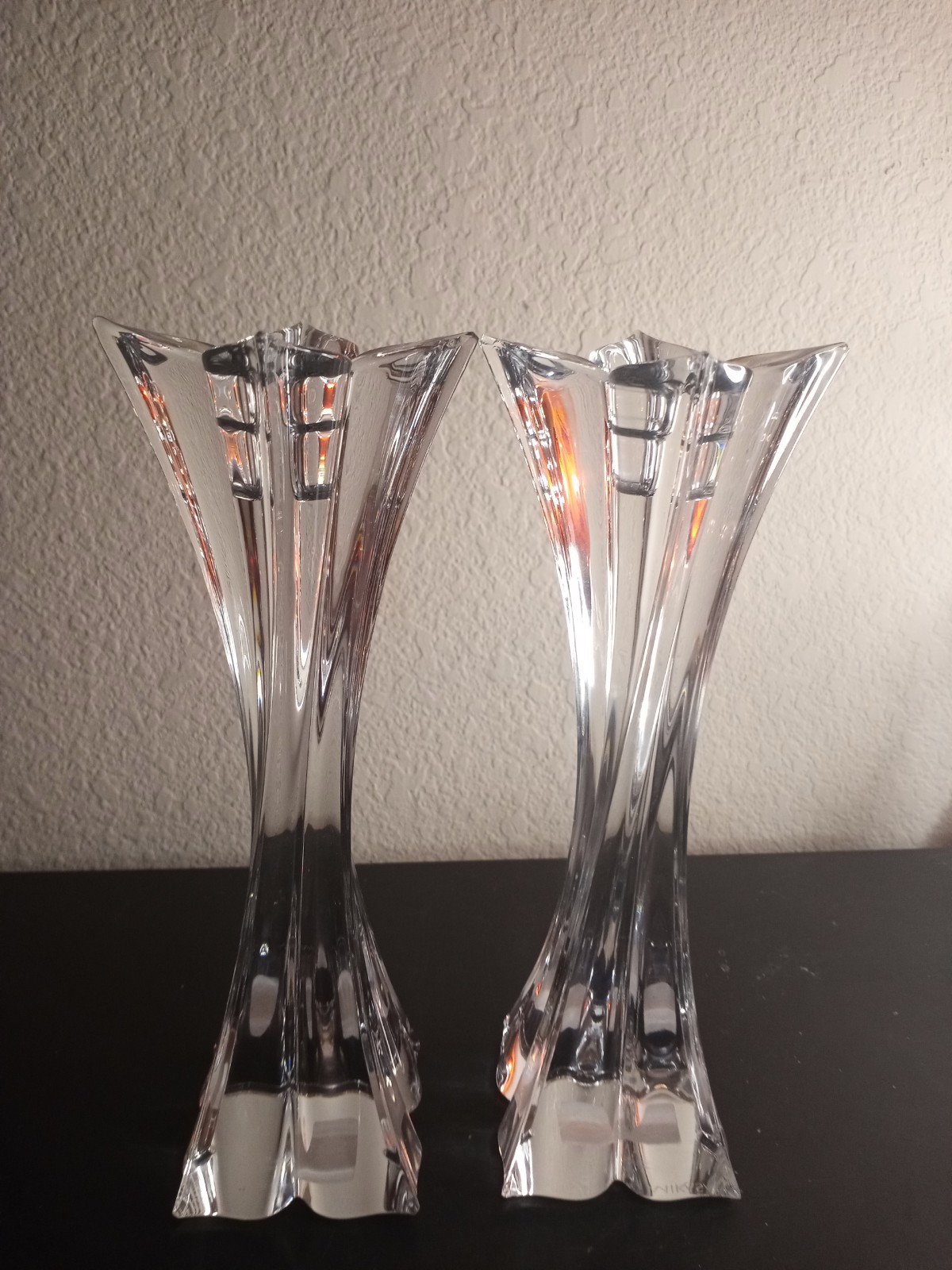 GORGEOUS MIKASA Florale Crystal Czech Republic 10 Candle Holders Set of 2.