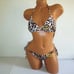 PQ SWIM Link Triangle Top & Rings Tie Bottom Bikini Set Leopard MEDIUM M/M 172