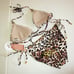 PQ SWIM Link Triangle Top & Rings Tie Bottom Bikini Set Leopard MEDIUM M/M 172